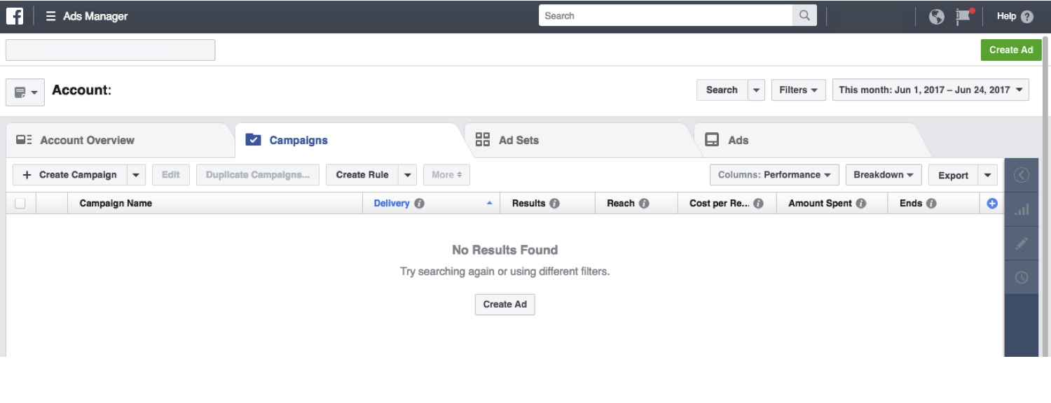 facebook ad account overview