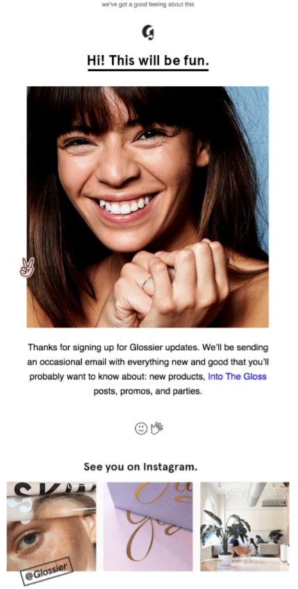 welcome email glossier